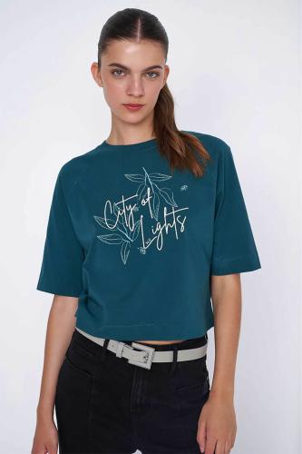 'ALE γυναικείο T-shirt με graphic print - 8917732 Πετρόλ S